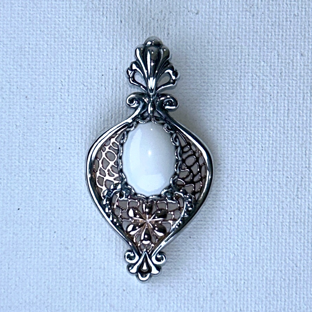 Nwot Carolyn Pollack Sterling Silver Copper Gemstone Hinged Pendant Enhancer 100$